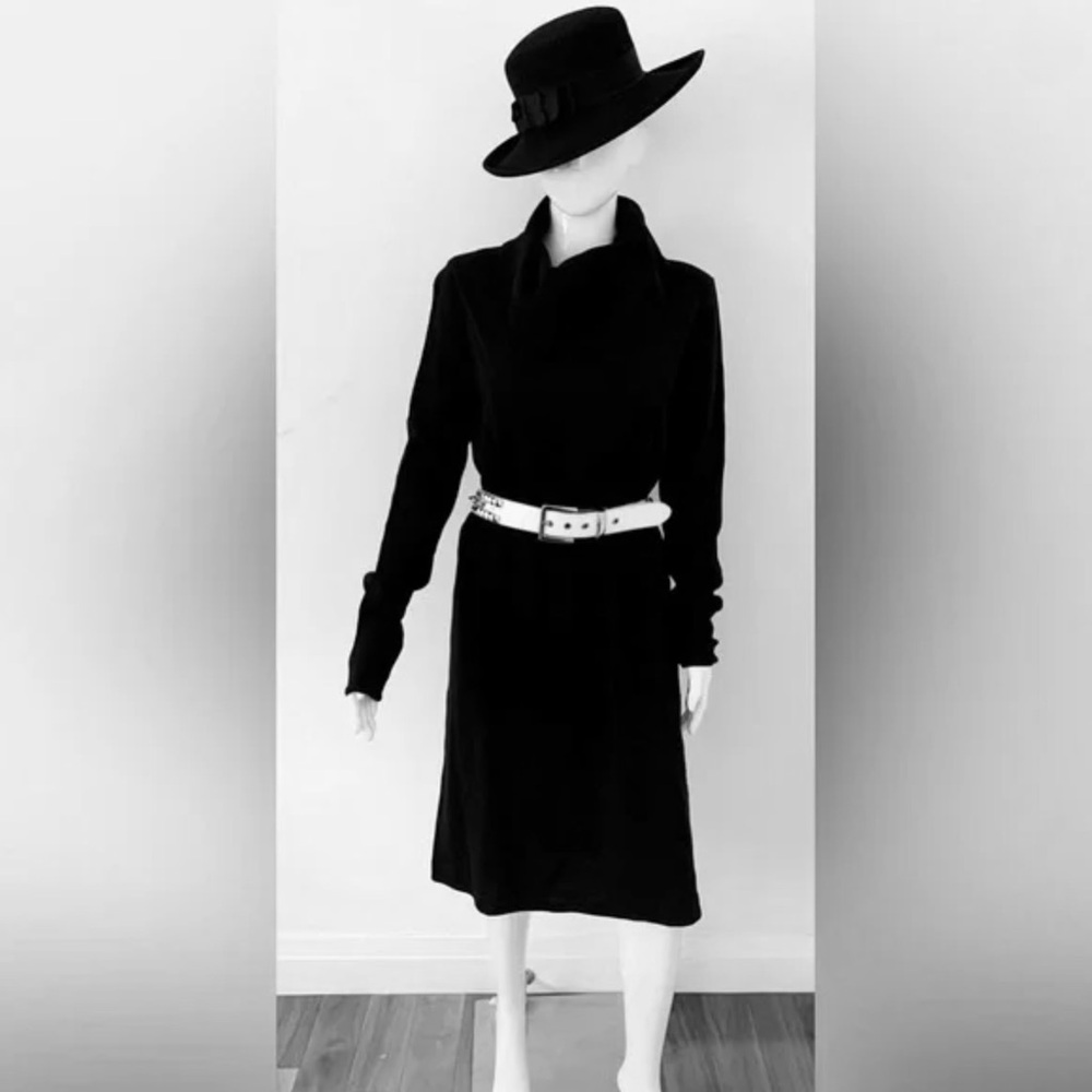 ASOS black knit cowl neck midi sweater dress  punk goth minimalism US 8 Petite